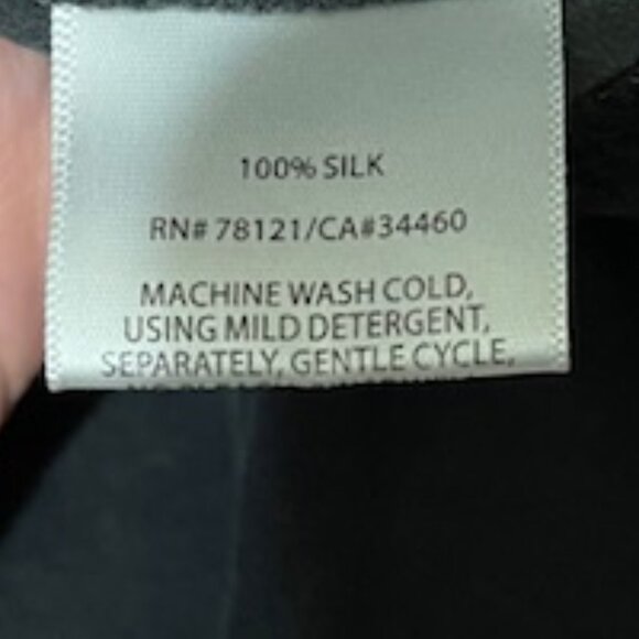 Eileen Fisher XS Long Sleeve 1/2 Button Down Black Grey Color Block Silk Dress - Picture 5 of 6